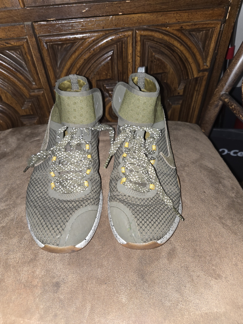 Nike Olive Green and Yellow Lace-Up Sneaker